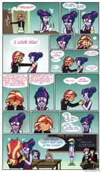 Size: 832x1408 | Tagged: safe, artist:crydius, derpibooru import, fluttershy, rainbow dash, rarity, sci-twi, sunset shimmer, twilight sparkle, oc, oc:crydius, equestria girls, anguished declaration of love, annoyed, blushing, comic, crona, female, lesbian, scitwishimmer, shipping, soul eater, sunsetsparkle