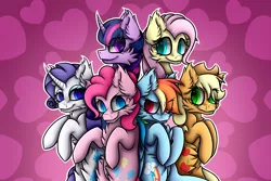 Size: 4500x3000 | Tagged: safe, artist:infanio, derpibooru import, applejack, fluttershy, pinkie pie, rainbow dash, rarity, twilight sparkle, twilight sparkle (alicorn), alicorn, pony, all bottled up, absurd resolution, best friends until the end of time, cowboy hat, hat, mane six, scene interpretation, stetson