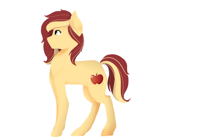 Size: 3000x2000 | Tagged: safe, artist:mah521, derpibooru import, oc, oc:love apple, unofficial characters only, earth pony, pony, female, high res, mare, offspring, parent:applejack, parent:flim, parents:flimjack, simple background, solo, white background
