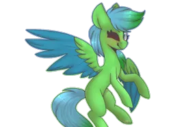 Size: 3000x2226 | Tagged: safe, artist:umiimou, derpibooru import, oc, oc:serenity, unofficial characters only, pegasus, pony, colored wings, female, high res, mare, multicolored wings, one eye closed, simple background, solo, transparent background, wink