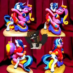 Size: 1024x1024 | Tagged: safe, artist:hampony, artist:harwick, derpibooru import, princess cadance, shining armor, alicorn, pony, unicorn, dancing, duo, female, figurine, handmade, heart, irl, love, male, photo, sculpture, shiningcadance, shipping, straight, traditional art, waltz