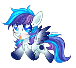 Size: 2329x2095 | Tagged: safe, artist:kaikururu, derpibooru import, oc, unofficial characters only, pegasus, pony, colored wings, cute, female, flying, gift art, gradient hooves, gradient wings, looking at you, mare, ocbetes, open mouth, simple background, smiling, transparent background