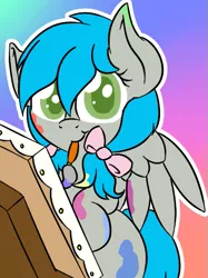 Size: 383x512 | Tagged: safe, artist:laptopbrony, derpibooru import, oc, oc:darcy sinclair, unofficial characters only, pony, cute, looking at you, paint, solo