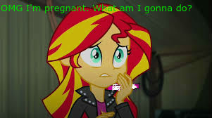 Size: 301x168 | Tagged: safe, derpibooru import, edit, edited screencap, screencap, sunset shimmer, comic:a new change, fanfic, equestria girls, rainbow rocks, bad edit, implied teen pregnancy, picture for breezies, pregnancy test, solo, worried