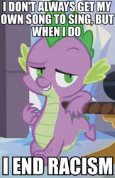 Size: 435x672 | Tagged: derpibooru import, dos equis, edit, edited screencap, exploitable meme, image macro, meme, safe, screencap, spike, spikelove, the most interesting dragon in the world, the most interesting man in the world, the times they are a changeling