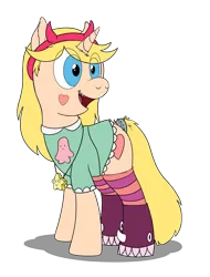 Size: 2320x3048 | Tagged: safe, artist:stinkehund, derpibooru import, ponified, pony, unicorn, boots, clothes, dress, female, fluffy, solo, star butterfly, star vs the forces of evil