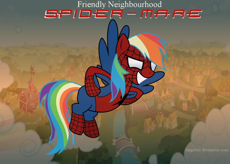 Size: 1390x990 | Tagged: artist:diegotan, derpibooru import, parody, rainbow dash, safe, spider-man