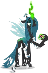 Size: 3933x5881 | Tagged: absurd resolution, alternate version, artist:vector-brony, caring, changeling, changeling larva, derpibooru import, larva, magic, mommy chrissy, oc, oc:fngr, oc:fornogoodreason, queen chrysalis, raised hoof, safe, the times they are a changeling