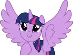 Size: 2000x1531 | Tagged: safe, artist:jp, derpibooru import, twilight sparkle, twilight sparkle (alicorn), alicorn, pony, the times they are a changeling, .svg available, cute, female, grin, happy, looking up, mare, simple background, smiling, solo, spread wings, svg, transparent background, twiabetes, vector