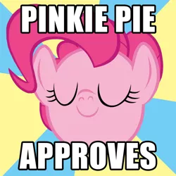 Size: 1080x1080 | Tagged: derpibooru import, floating head, impact font, meme, pinkie pie, reaction image, safe