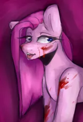 Size: 973x1433 | Tagged: artist:alliedrawsart, blood, derpibooru import, pinkamena diane pie, pinkie pie, semi-grimdark, solo