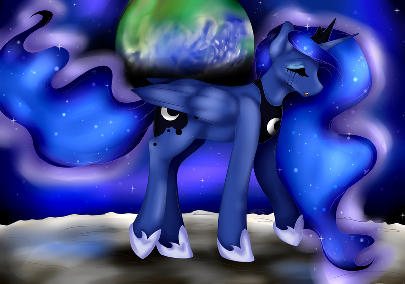 Size: 1023x719 | Tagged: artist:alliedrawsart, crying, derpibooru import, moon, princess luna, safe, solo