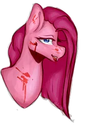 Size: 735x1073 | Tagged: artist:alliedrawsart, blood, derpibooru import, pinkamena diane pie, pinkie pie, semi-grimdark, solo