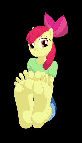 Size: 1150x2000 | Tagged: anthro, apple bloom, artist:colonystudios, barefoot, derpibooru import, equestria girls outfit, feet, female, fetish, foot fetish, foot focus, plantigrade anthro, soles, solo, solo female, suggestive, toes