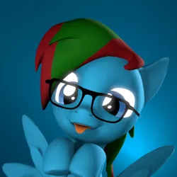 Size: 710x710 | Tagged: safe, artist:iamderpyborn, derpibooru import, oc, oc:bryce hoodie, unofficial characters only, pegasus, pony, 3d, cute, glasses, male, ponysona, simple background, solo, source filmmaker, tongue out