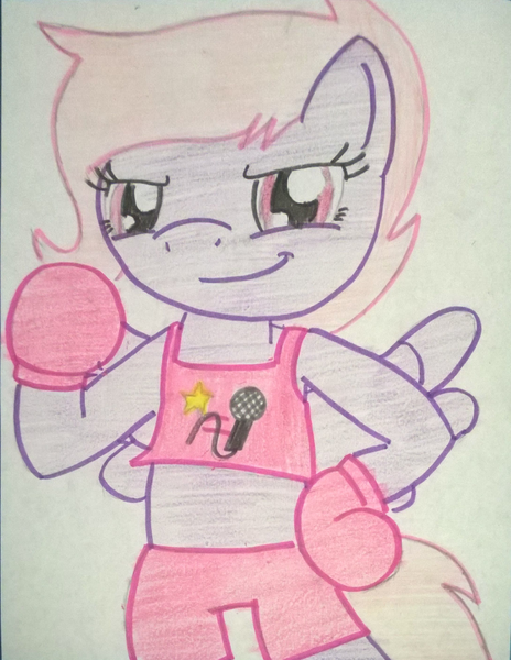 Size: 768x994 | Tagged: safe, artist:toyminator900, derpibooru import, oc, oc:melody notes, unofficial characters only, pony, bipedal, boxing gloves, solo, traditional art