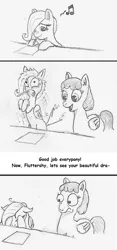 Size: 596x1271 | Tagged: artist:t72b, atg 2016, background pony, derpibooru import, drawing, embarrassed, filly, fluttershy, monochrome, newbie artist training grounds, safe, shocked, text, traditional art