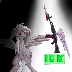 Size: 2000x2000 | Tagged: safe, artist:steel-breeze, derpibooru import, oc, unofficial characters only, pegasus, pony, ak-74m, alicorn wings, horn, wat