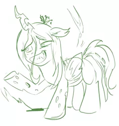 Size: 675x713 | Tagged: safe, artist:jowybean, derpibooru import, queen chrysalis, changeling, changeling queen, nymph, cute, cutealis, female, filly, filly queen chrysalis, foal, grin, monochrome, simple background, sketch, smiling, solo, white background, younger