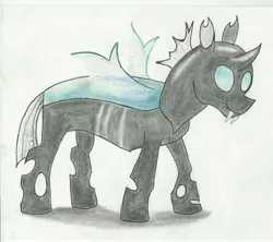 Size: 5460x4848 | Tagged: absurd resolution, artist:zecora-iais7081, changeling, derpibooru import, safe, smiling, solo, the times they are a changeling, thorax, traditional art