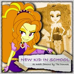 Size: 1080x1080 | Tagged: safe, artist:joeycrick, artist:missgoldendragon, derpibooru import, adagio dazzle, equestria girls, rainbow rocks, album cover, music, new kid in school, the donnas