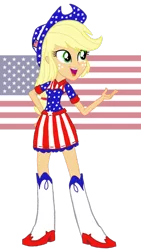 Size: 720x1280 | Tagged: safe, artist:tsundra, derpibooru import, applejack, equestria girls, amerijack, boots, clothes, cowboy hat, freckles, hat, patriotic, patriotism, shoes, simple background, skirt, solo, stetson, transparent background, united states