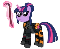 Size: 1457x1203 | Tagged: safe, artist:sketchmcreations, derpibooru import, sci-twi, twilight sparkle, ponified, pony, equestria girls, crossover, crowbar, equestria girls ponified, gordon freeman, half-life, half-life 2, hev suit, inkscape, magic, simple background, telekinesis, transparent background, vector