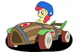 Size: 2500x1673 | Tagged: apple bloom, artist:sunrise-shine-02, cart, derpibooru import, helmet, safe, simple background, solo, the cart before the ponies, white background