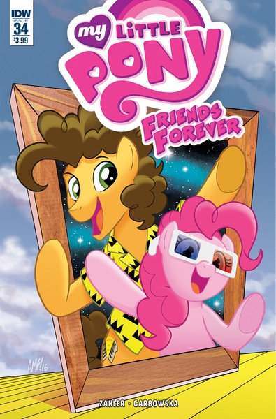 Size: 1054x1600 | Tagged: safe, artist:tonyfleecs, derpibooru import, idw, cheese sandwich, pinkie pie, pony, spoiler:comic, spoiler:comicff34, 3d glasses, clothes, cover, female, male, mare, official comic, parody, shirt, stallion, weird al yankovic, weird al yankovic in 3-d