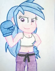 Size: 768x992 | Tagged: safe, artist:toyminator900, derpibooru import, firefly, equestria girls, boxing gloves, equestria girls-ified, g1, solo, traditional art