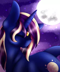 Size: 1600x1913 | Tagged: safe, artist:immagoddampony, derpibooru import, oc, unofficial characters only, pony, unicorn, moon, night, solo