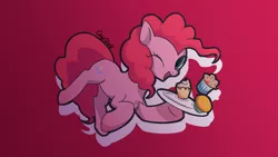 Size: 1366x768 | Tagged: artist:cay, cupcake, derpibooru import, food, pinkie pie, safe, solo