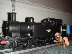 Size: 2560x1920 | Tagged: artist:westrail642fan, british rail, british railways, derpibooru import, edited photo, fowler, fowler 3f, irl, jinty, model train, my little pony: origins, oc, oc:fowler 3f 47500, photo, pony creator, safe, steam, steam engine, steam train, tank engine, unofficial characters only