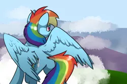 Size: 3300x2200 | Tagged: artist:bravefleet, cloud, derpibooru import, rainbow dash, safe, solo