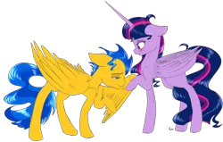 Size: 5655x3606 | Tagged: safe, artist:illustrativeauthor, derpibooru import, flash sentry, twilight sparkle, twilight sparkle (alicorn), alicorn, pony, blushing, female, flashlight, male, shipping, simple background, straight, transparent background