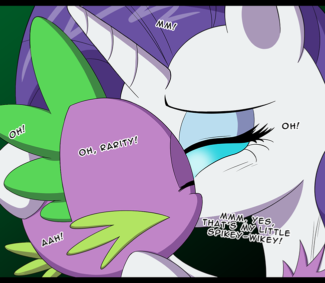 Size: 649x565 | Tagged: safe, artist:deusexequus, derpibooru import, rarity, spike, thorax, changeling, dragon, pony, unicorn, the times they are a changeling, character proxy, cropped, dialogue, disguise, disguised changeling, gay, implied shipping, implied sparity, implied straight, kissing, male, shipping, straight, thorarity, thoraxspike