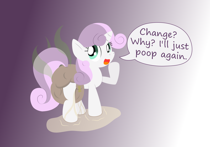 Size: 5001x3500 | Tagged: artist:sir-dancalot, artist:sparklepopshine, derpibooru import, diaper, diaper fetish, leaking, leaky diaper, messy diaper, poop, poopy diaper, puddle, questionable, scat, stink lines, sweetie belle, sweetiepoo, urine