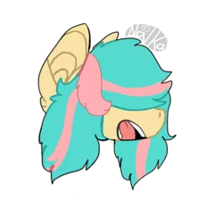 Size: 943x847 | Tagged: safe, derpibooru import, oc, oc:vanilla ganache, unofficial characters only, pony, bust, female, hair over eyes, mare, portrait, solo, yelling
