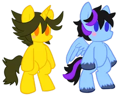 Size: 950x748 | Tagged: safe, artist:deep mystery, derpibooru import, oc, oc:deep mystery, oc:glacier wind, unofficial characters only, pegasus, pony, unicorn, blushing, chibi, cute, unshorn fetlocks