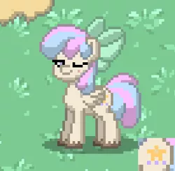 Size: 275x269 | Tagged: safe, derpibooru import, oc, oc:stardust slumber, unofficial characters only, pegasus, pony, pony town, female, hair bow, mare, one eye closed, wink