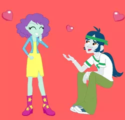 Size: 630x608 | Tagged: safe, artist:themunksandtheetts, derpibooru import, blueberry pie, captain planet, equestria girls, background human, capberry, shipping