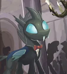Size: 1000x1100 | Tagged: artist:kixalin, blushing, bowtie, changeling, clothes, cute, derpibooru import, grand galloping gala, male, safe, smiling, solo focus, suit, the times they are a changeling, thorabetes, thorax, tuxedo