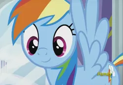 Size: 1021x705 | Tagged: safe, derpibooru import, screencap, rainbow dash, pegasus, pony, the cart before the ponies, cute, dashabetes, female, mare, smiling, solo, spread wings, wings
