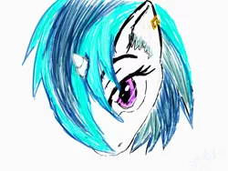 Size: 2048x1536 | Tagged: safe, artist:ciaran, derpibooru import, vinyl scratch, 30 minute art challenge, bust, ear piercing, earring, jewelry, looking at you, piercing, portrait, simple background, sketch