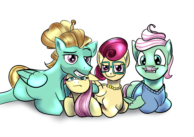 Size: 4093x2894 | Tagged: artist:chrisgotjar, derpibooru import, family, fluttershy, fluttershy is not amused, gentle breeze, newbie artist training grounds, posey shy, safe, shys, the shy family, unamused, zephyr breeze