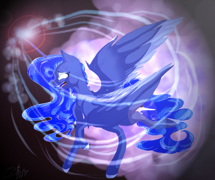 Size: 800x669 | Tagged: artist:illustrativeauthor, derpibooru import, magic, open mouth, princess luna, safe, solo