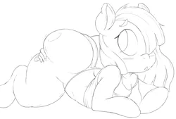 Size: 1234x833 | Tagged: artist:purple-yoshi-draws, bottom heavy, clothes, derpibooru import, female, hair over one eye, marblebutt, marble pie, monochrome, panties, plump, solo, solo female, suggestive, tanktop, the ass was fat, thick, underwear