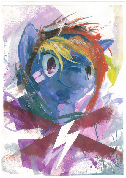 Size: 3510x4964 | Tagged: safe, artist:quiet-victories, derpibooru import, rainbow dash, bust, goggles, looking at you, portrait, solo, traditional art