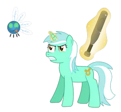 Size: 3622x3353 | Tagged: angry, artist:sketchmcreations, baseball bat, derpibooru import, inkscape, lyra heartstrings, magic, parasprite, safe, simple background, swarm of the century, telekinesis, transparent background, vector