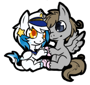 Size: 177x167 | Tagged: safe, artist:hamsterpfote, derpibooru import, oc, oc:digital dusk, oc:star seeker, unofficial characters only, hippogriff, pegasus, pony, hat